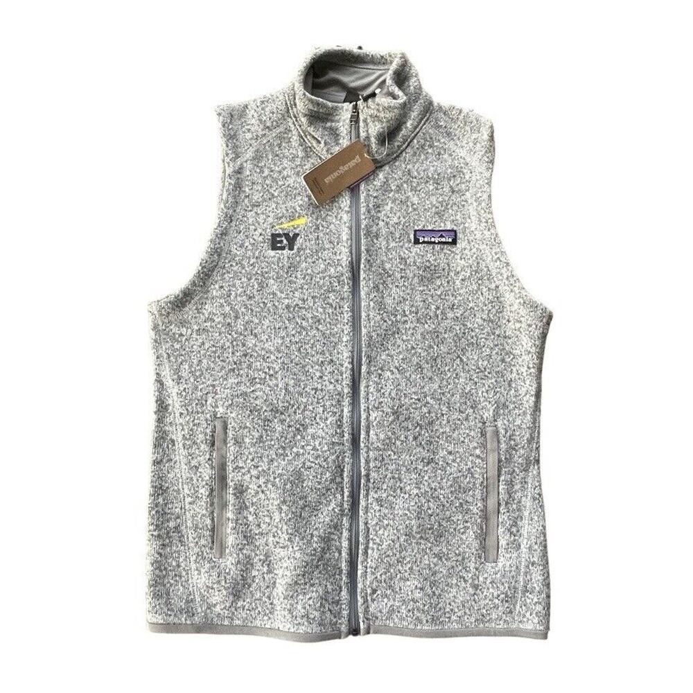 NWT Patagonia Better Sweater Vest Logo Birch White Gray Small Medium Women